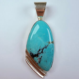 Jay King Desert Rose DTR 49 CT Turquoise Southwest Sterling Silver Pendant 2.6"